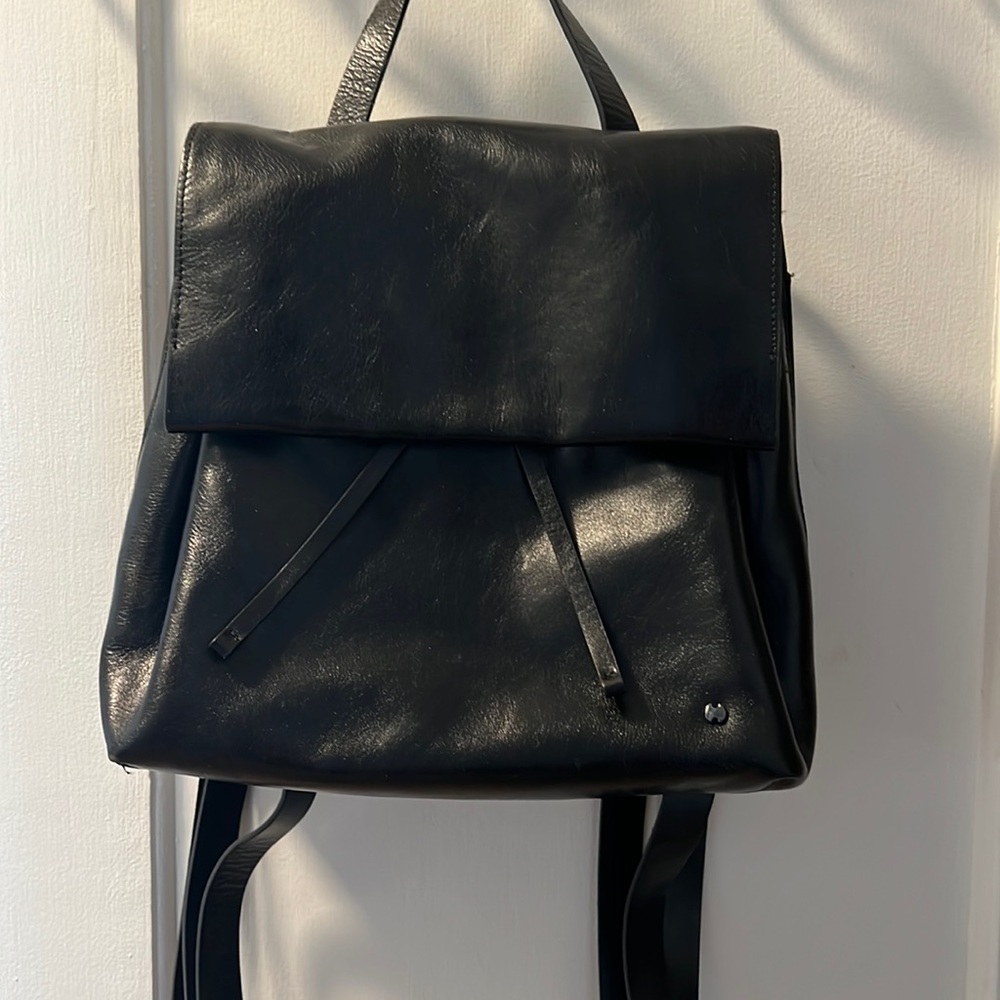 Halston Heritage Black Leather bag backpack